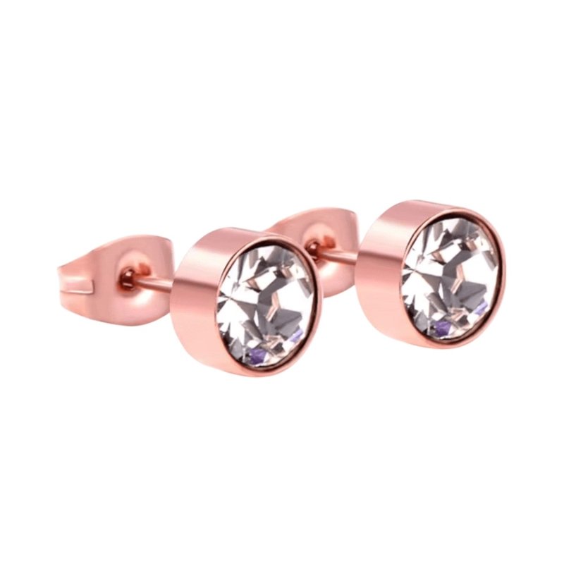 Rosékleurige kristallen oorbellen – 7 mm - oor3747 - Oorbellen kopen# - 7mm - alles - cadeau