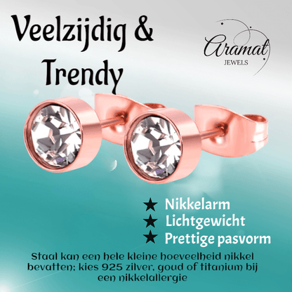 Rosékleurige kristallen oorstekers – 5 mm - oor3745 - Oorbellen kopen# - 5mm - alles - cadeau
