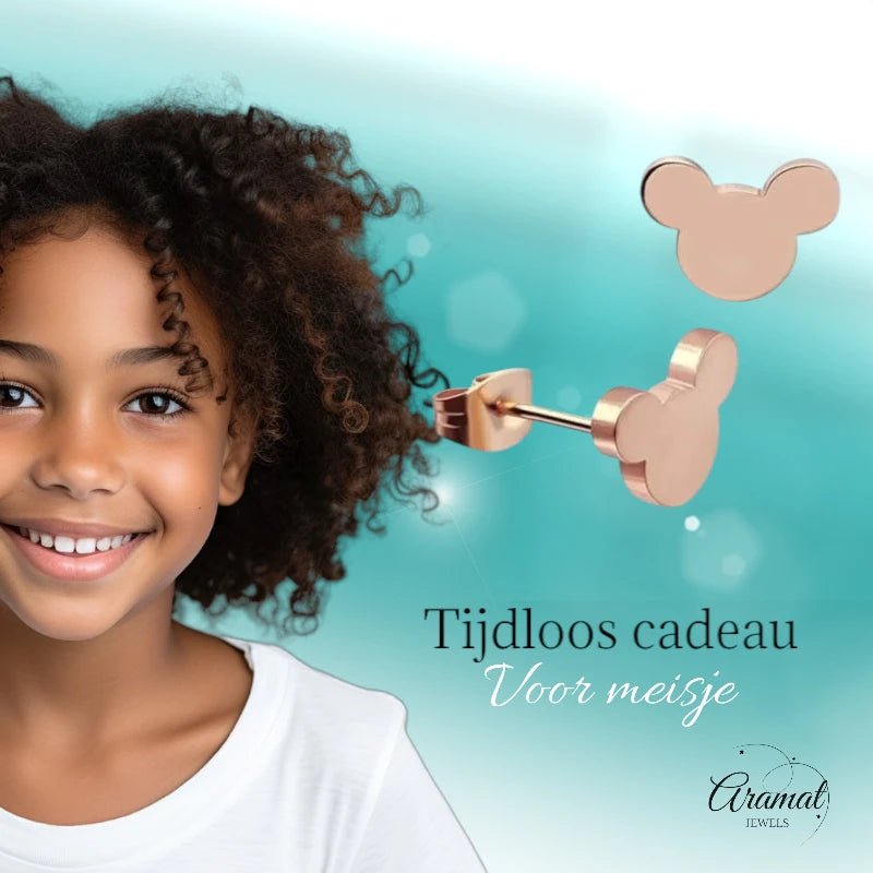 Rosékleurige Mickey Mouse Oorbellen – 8mm RVS - oor4225 - 80975 - Oorbellen kopen# - 8mm - alles - cadeau