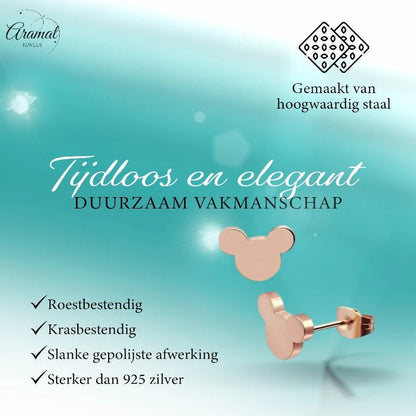 Rosékleurige Mickey Mouse Oorbellen – 8mm RVS - oor4225 - 80975 - Oorbellen kopen# - 8mm - alles - cadeau