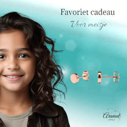 Rosekleurige Ronde Oorstekers RVS 3mm - Aramat Jewels - Oorbellen - cadeautip