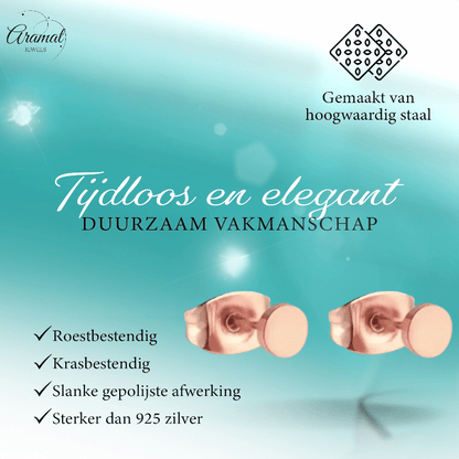 Rosekleurige Ronde Oorstekers RVS 4mm - Aramat Jewels - Oorbellen - cadeautip