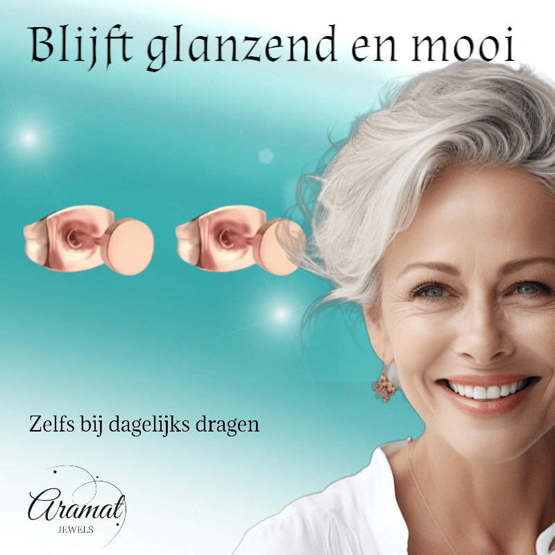 Rosekleurige Ronde Oorstekers RVS 4mm - Aramat Jewels - Oorbellen - cadeautip