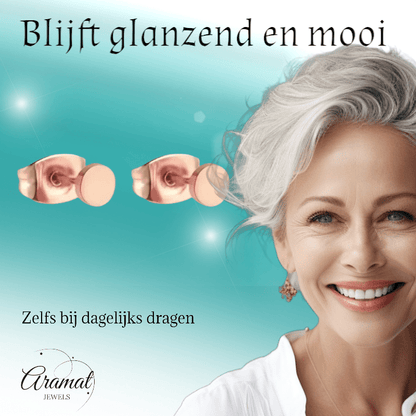 Rosekleurige Ronde Oorstekers RVS 4mm - Aramat Jewels - Oorbellen - cadeautip