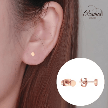 Rosekleurige Ronde Oorstekers RVS 4mm - Aramat Jewels - Oorbellen - cadeautip