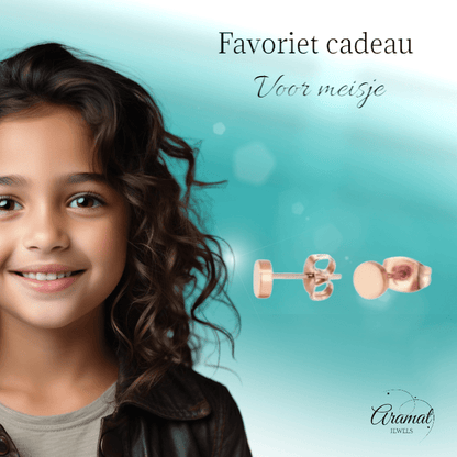 Rosekleurige Ronde Oorstekers RVS 5mm - Aramat Jewels - Oorbellen - cadeautip