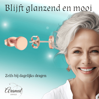 Rosekleurige Ronde Oorstekers RVS 7mm - Aramat Jewels - Oorbellen - cadeautip