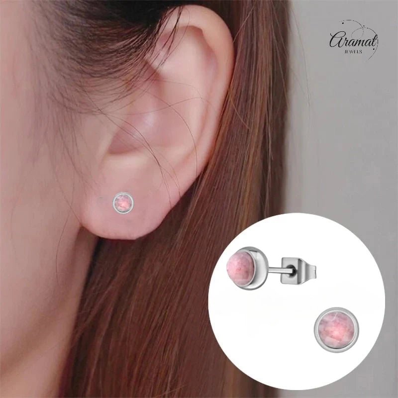 Roze Aardbeienkwarts Oorbellen - Staal - 5mm - oor1920 - 34494 - Oorbellen kopen# - 5mm - aardbeienkwarts - alles