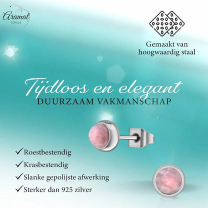 Roze Aardbeienkwarts Oorbellen - Staal - 5mm - oor1920 - 34494 - Oorbellen kopen# - 5mm - aardbeienkwarts - alles