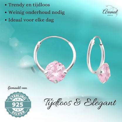 Roze Zirkonia Oorringetjes kind - Aramat Jewels - Oorringen - cadeautip