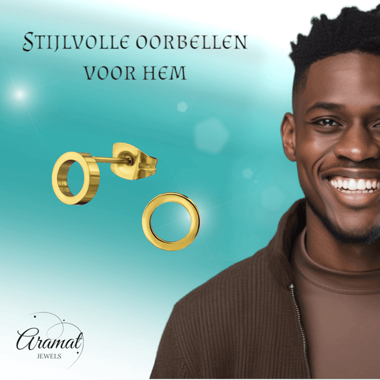 RVS Cirkel Oorbellen Goudkleur Open 10mm - Minimalistische Oorstekers - Aramat Jewels - Oorbellen - cadeautip