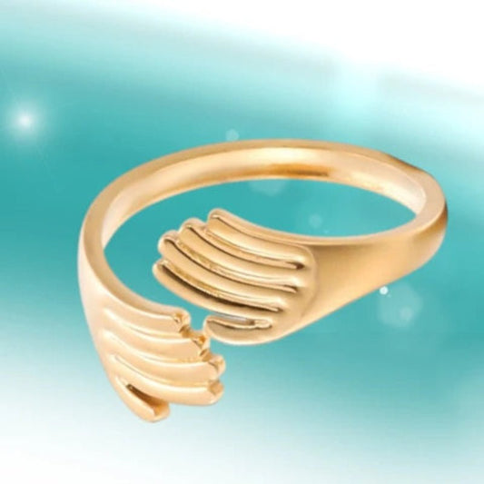 RVS Damesring Verstelbaar – 2 Handjes – One Size - Aramat Jewels - Ringen - cadeautip