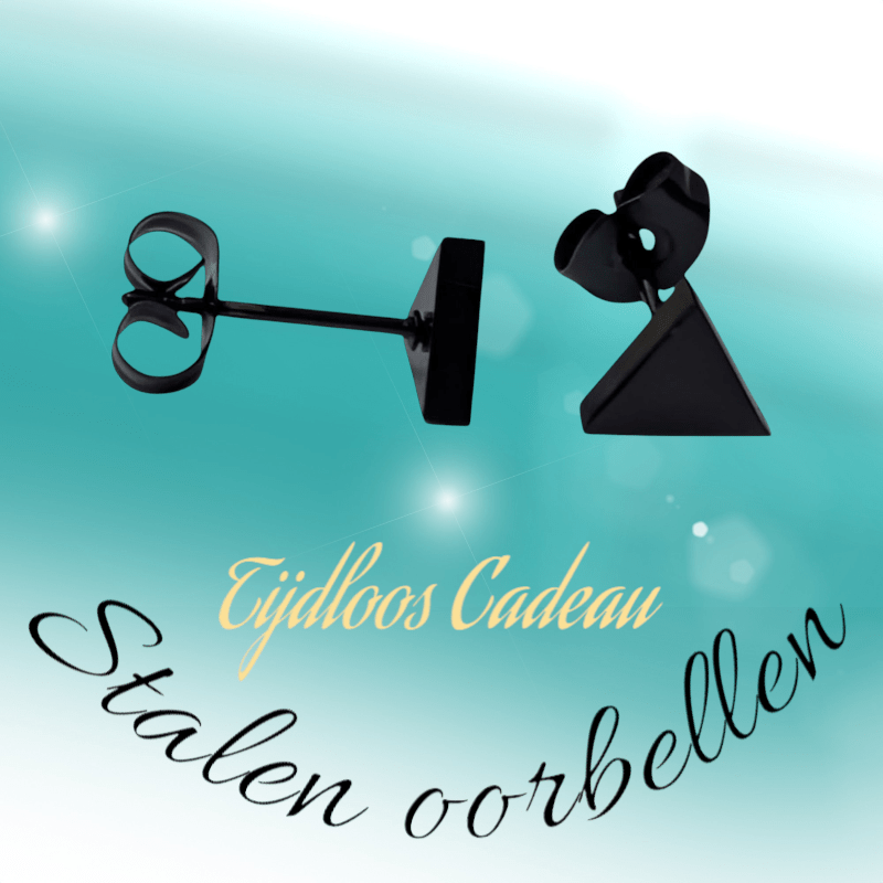 RVS Driehoek Oorbellen Zwart 7mm - Geometrische Oorstekers - Aramat Jewels - Oorbellen - cadeautip