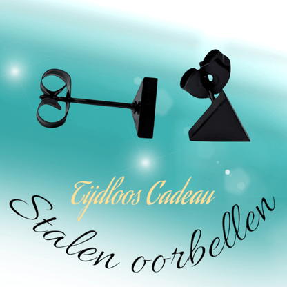 RVS Driehoek Oorbellen Zwart 7mm - Geometrische Oorstekers - Aramat Jewels - Oorbellen - cadeautip