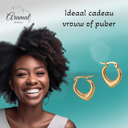 RVS Druppelvormige Oorringen met Ruitjesmotief 20x20mm - oor6363 - 514414 - Oorringen kopen# - 20mm - alles - bolletjes