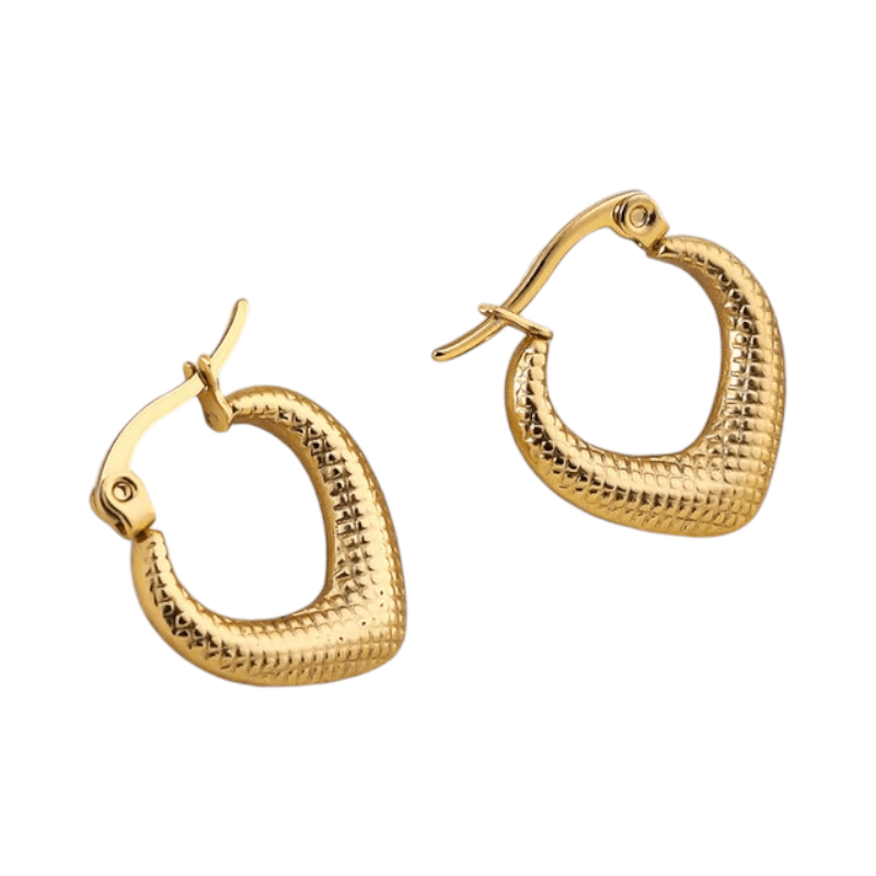 RVS Druppelvormige Oorringen met Ruitjesmotief 20x20mm - oor6363 - 514414 - Oorringen kopen# - 20mm - alles - bolletjes