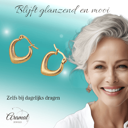 RVS Druppelvormige Oorringen met Ruitjesmotief 20x20mm - oor6363 - 514414 - Oorringen kopen# - 20mm - alles - bolletjes