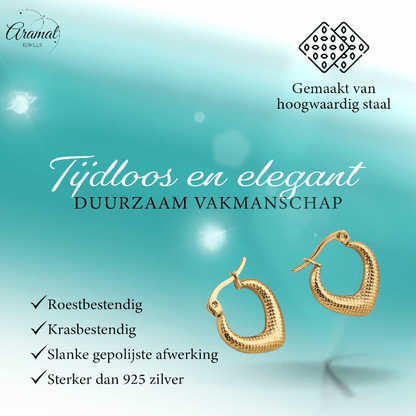 RVS Druppelvormige Oorringen met Ruitjesmotief 20x20mm - oor6363 - 514414 - Oorringen kopen# - 20mm - alles - bolletjes