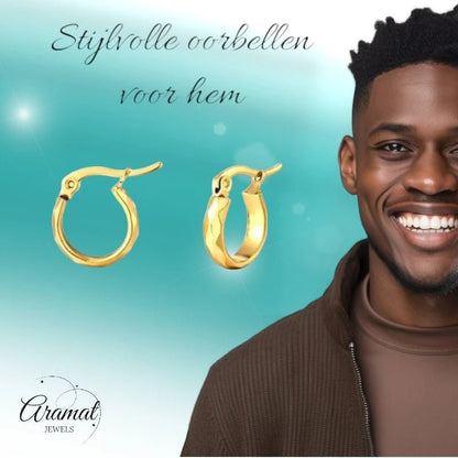 RVS Goudkleurige Oorringetjes 10mm - Kleine Hoops - oor2008 - fg - Oorringen kopen