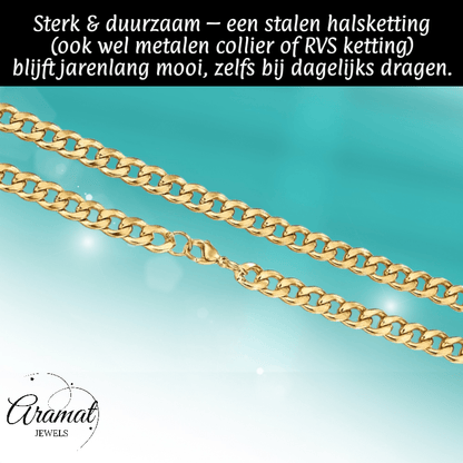 RVS Gourmet Ketting Goudkleurig staal - Aramat Jewels - Halskettingen - cadeautip
