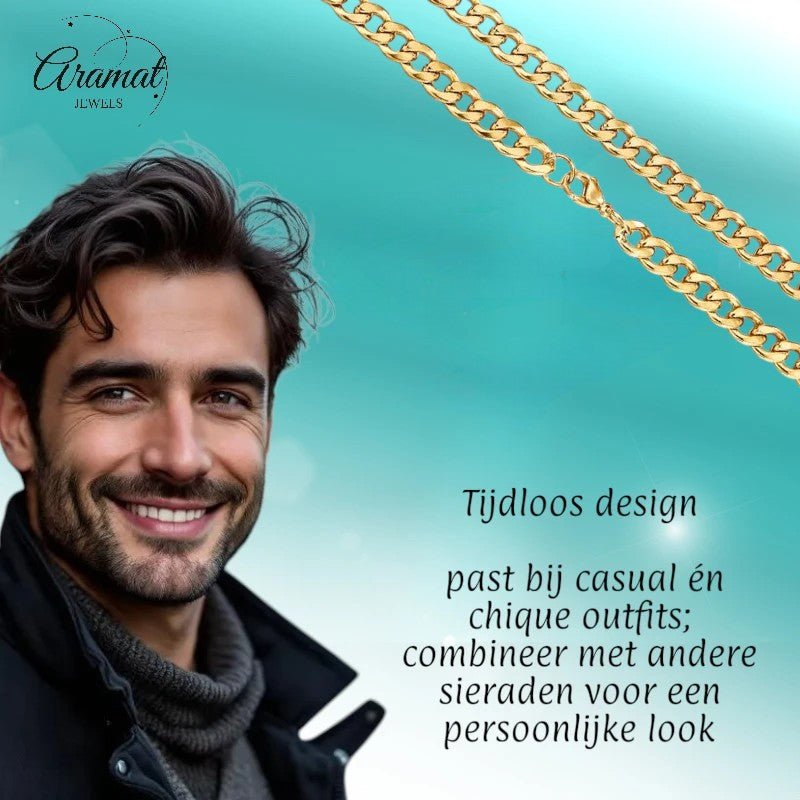 RVS Gourmet Ketting Goudkleurig staal - Aramat Jewels - Halskettingen - cadeautip