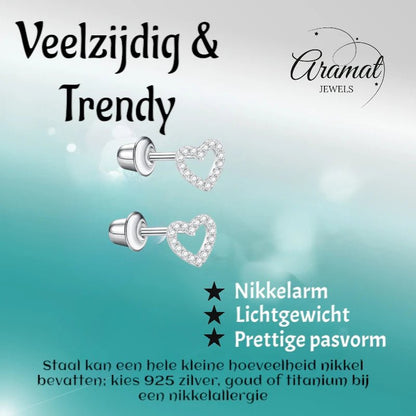 RVS hartjes kinderoorbellen 6mm – Schroefsluiting - oor6270 - 72437 - Oorbellen kopen# - 6mm - alles - cadeau