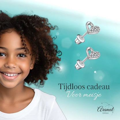 RVS hartjes oorbellen kind 7mm– Schroefsluiting - oor6272 - 72439 - Oorbellen kopen# - 7mm - alles - cadeau