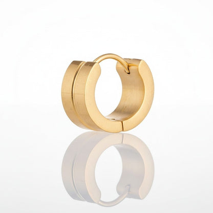 RVS Huggie Oorringen Dunne Gleuf Goudkleur 13mm - Dames - Aramat Jewels - Oorringen - cadeautip