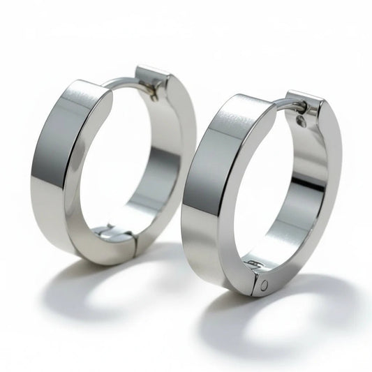 RVS Huggies Oorringen Zilverkleur 17x4mm - Dikke Hoepels Unisex - Aramat Jewels - Oorringen - cadeautip