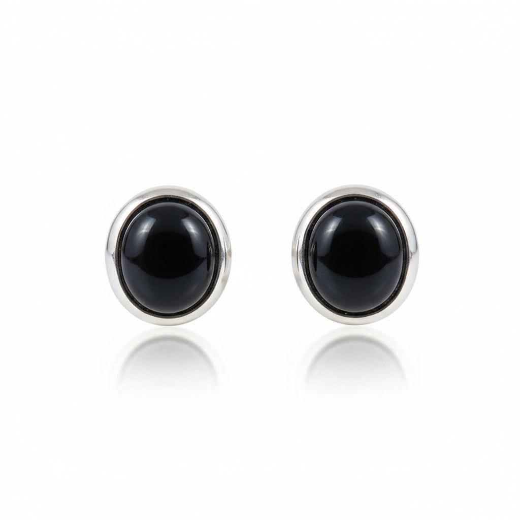 RVS Kattenoog Oorbellen 8mm – Zwart - Aramat Jewels - Oorbellen - cadeautip