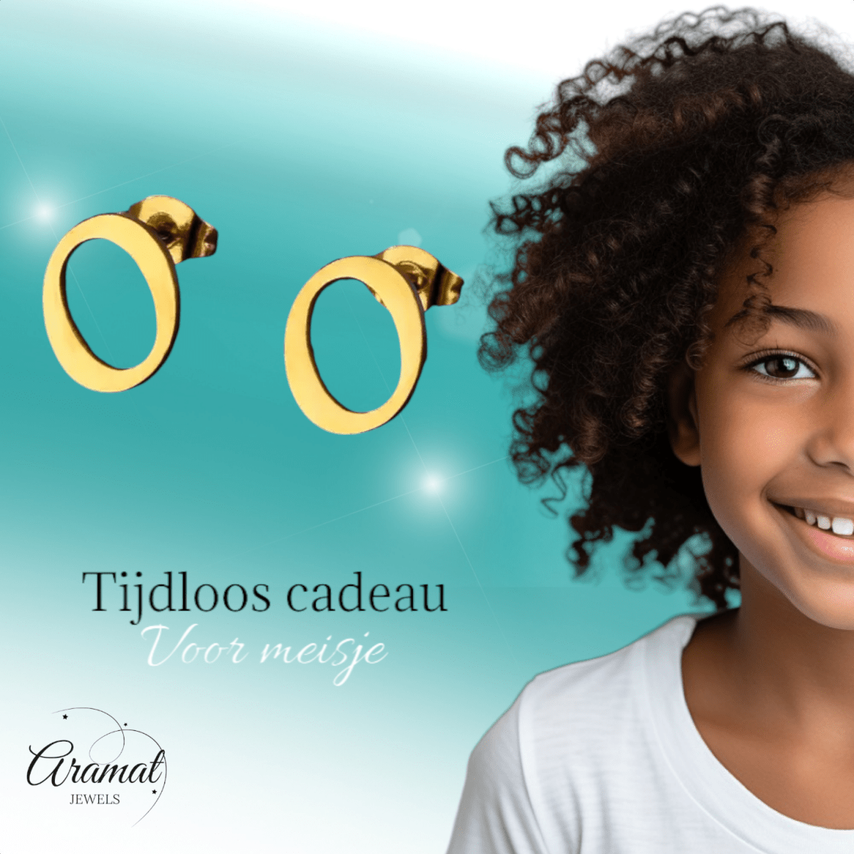 RVS letter O oorstekers goudkleurig - Aramat Jewels - Oorbellen - cadeautip