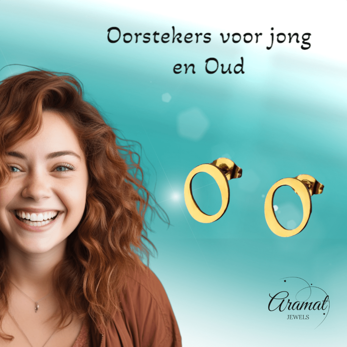 RVS letter O oorstekers goudkleurig - Aramat Jewels - Oorbellen - cadeautip
