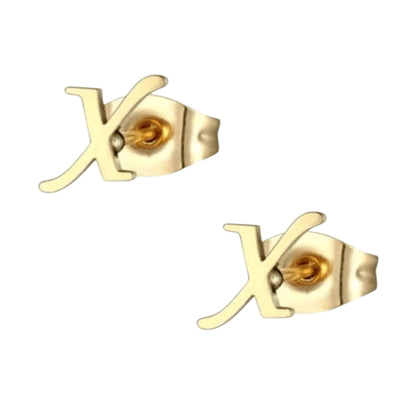 RVS Letter X Oorbellen Goudkleurig – Initiaal - Aramat Jewels - Oorbellen - cadeautip