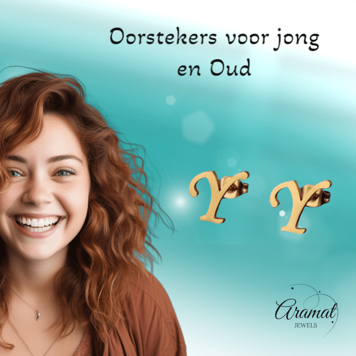 RVS Letter Y Oorbellen Goudkleurig – Initiaal - Aramat Jewels - Oorbellen - cadeautip