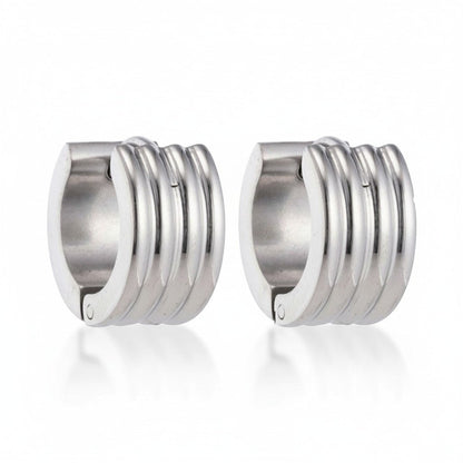 RVS Mini Huggie Creolen Streep Zilverkleur 13mm - Unisex Kind - Aramat Jewels - Oorringen - cadeautip