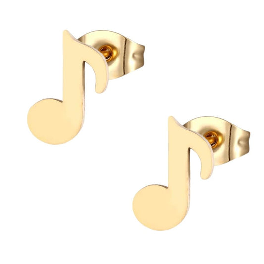 RVS Muzieknoot Oorbellen Goudkleur - oor1637 - fg - Oorbellen kopen# - 7mm - alles - cadeau