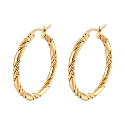 RVS Oorringen Gedraaid 30mm – Goudkleurige Creolen met Twisted Motief - oor6358 - ms - 023 - Oorringen kopen# - 30mm - alles - cadeau