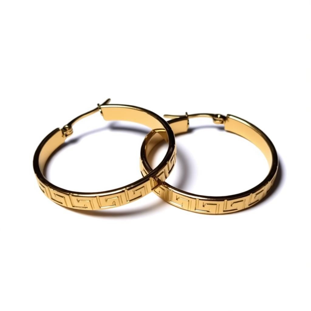 RVS Oorringen Grieks Motief Roségoud 30mm - Elegante Hoepels - Aramat Jewels - Oorringen - cadeautip