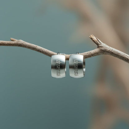 RVS Oorringen met Grieks Motief Zilverkleur 20mm - Aramat Jewels - Oorringen - cadeautip