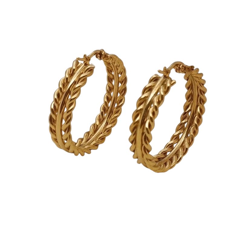 RVS oorringen schakelmotief 35mm goudkleurig - oor6374 - 70240 - Oorringen kopen# - 35mm - alles - cadeau