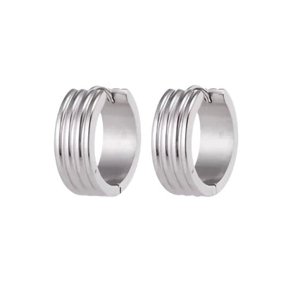 RVS Oorringen Zilverkleur Drie Strepen (13 & 20mm) – Uniseks - Aramat Jewels - Oorringen - cadeautip