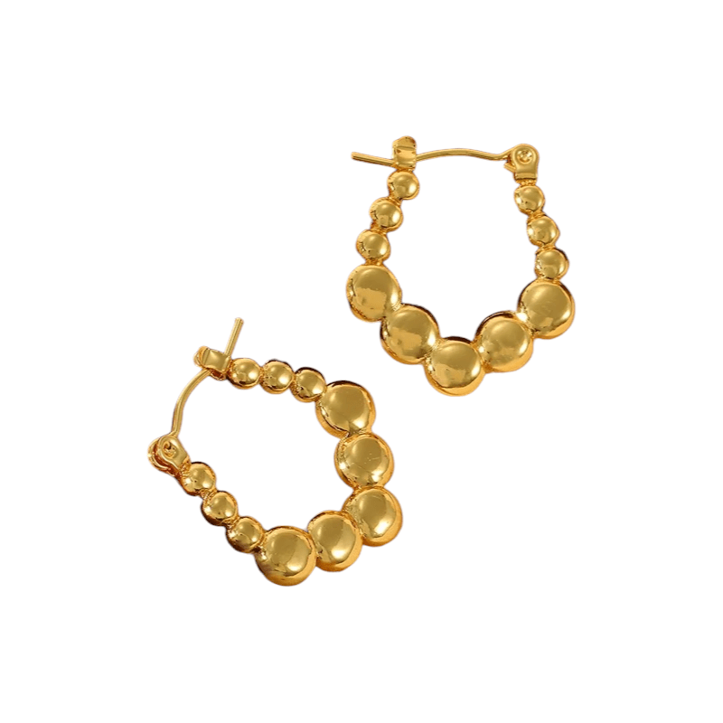 RVS Rechthoekige Oorringen met Bolletjesmotief 21x24mm - oor6362 - 792420 - Oorringen kopen# - 21mm - alles - bolletjes