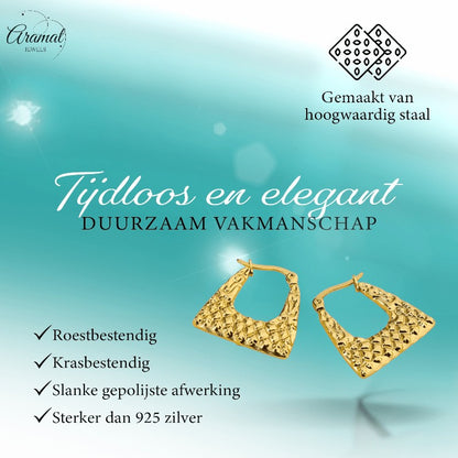 RVS trapeze oorringen 22mm – Goudkleurige dames oorringetjes - oor6365 - 514398 - Oorringen kopen# - 22mm - alles - cadeau