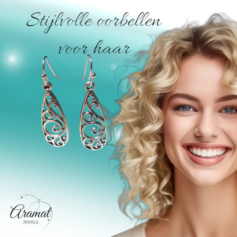 Sierlijke Boho Druppel Oorhangers – Antieke Afwerking – 40x11mm - oor6062 - Oorhangers kopen# - 40mm - alles - bali
