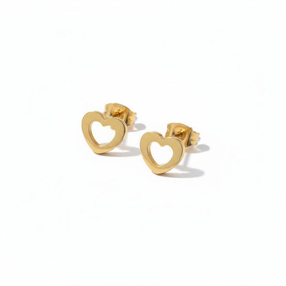 Goudkleurige open hart oorstekers 9x8mm staal, lichtgewicht oorbellen cadeau voor vrouwen en meisjes