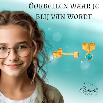 Stalen Aqua Blauwe Kristal Oorbellen 3mm - oor592 - XE38689 - Oorbellen kopen# - 3mm - alles - Aqua Blauw