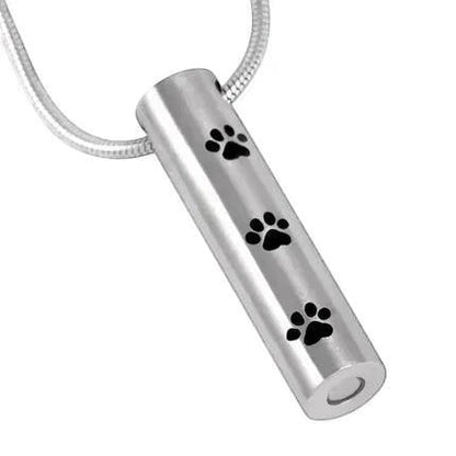 Stalen Ashanger Buis Zilverkleur met Zwarte Pootafdrukken 3,4cm - Aramat Jewels - Gedenkhangers - cadeautip