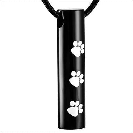 Stalen Ashanger Buis Zwart met Witte Pootafdrukken 3,4cm - Aramat Jewels - Gedenkhangers - cadeautip