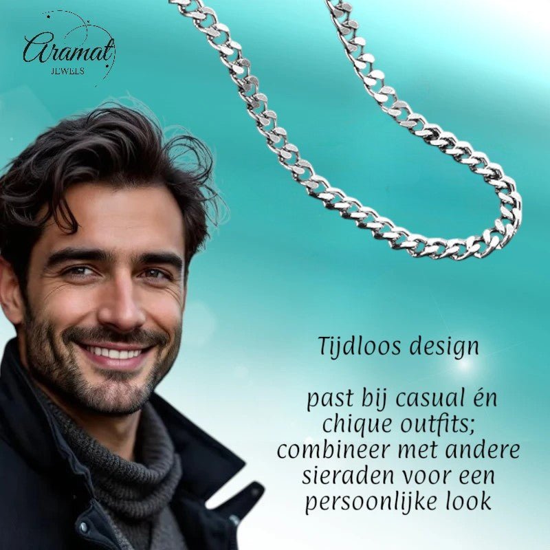 Stalen Curb Gourmet Ketting Zilverkleurig - Aramat Jewels - Halskettingen - cadeautip
