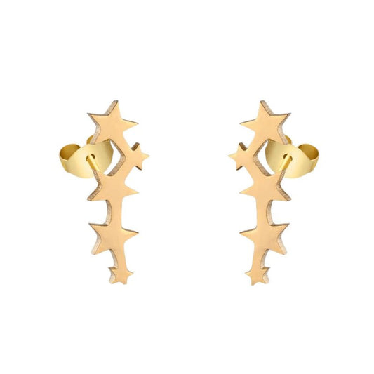Stalen Goudkleurige Sterren Oorbellen - Tijdloos Cadeau - oor4118 - SSE413 - Oorbellen kopen